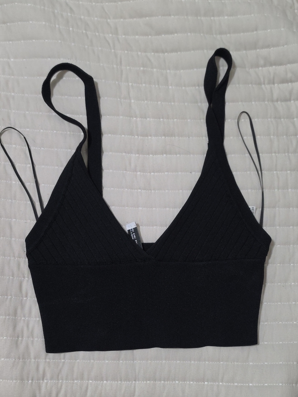 Zara Black Ribbed Bralette